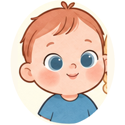 Joca, menino ruivo de olhos azuis e camiseta azul, sorrindo