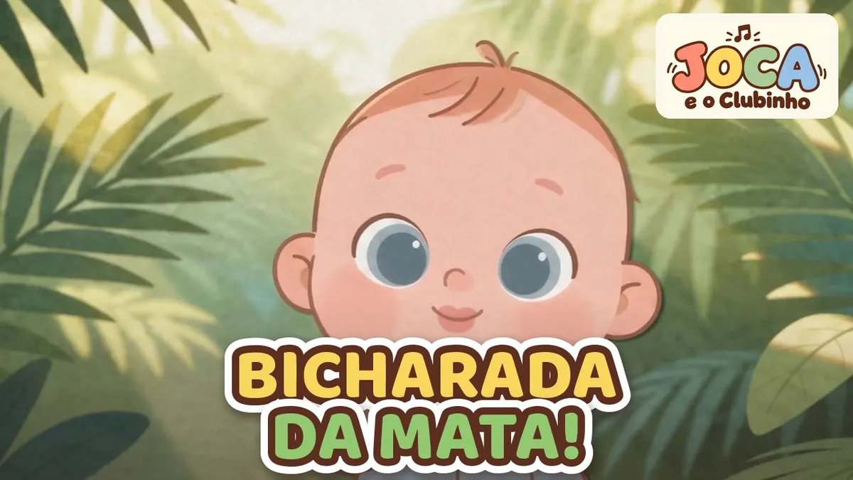Joca sorri cercado pelas folhagens verdes da mata, no clipe Bicharada da Mata